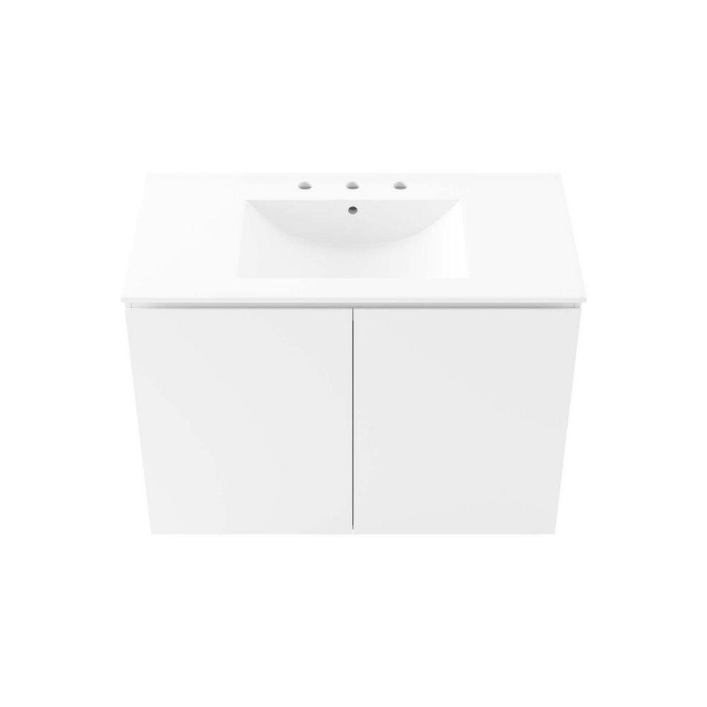 Bryn 36" White Ceramic Wall-Mount Bathroom Vanity
