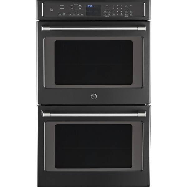 Cafe 30 in. Double Electric Smart Wall Oven Self-Cleaning with Convection and WiFi in Black Slate, Fingerprint Resistant