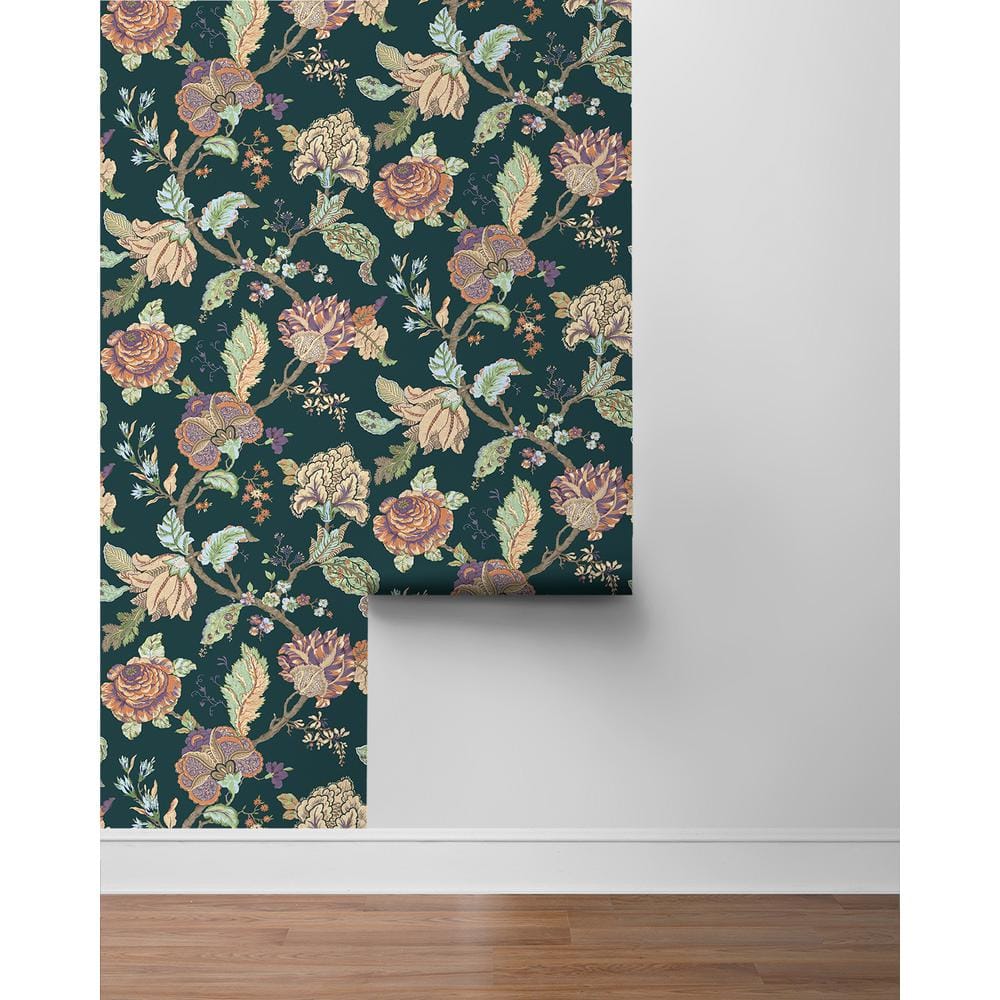 Victorian Jade Floral Vinyl-Coated Pre-Pasted Wallpaper