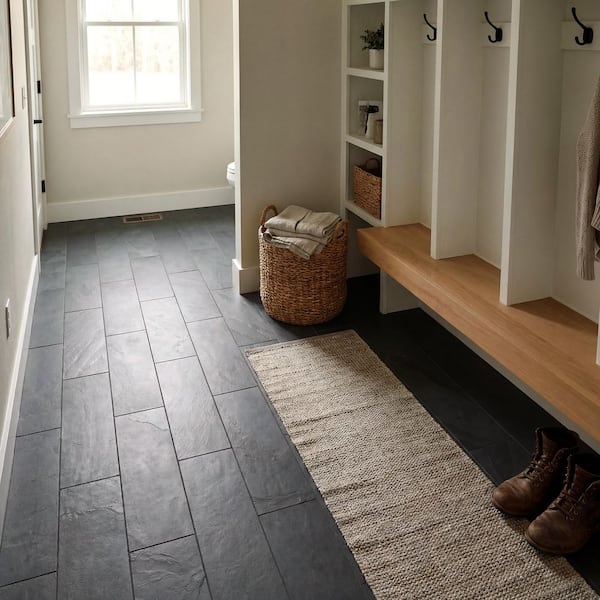 Montauk Black 6 in. x 24 in. Gauged Slate Floor and Wall Tile (10 sq. ft./Case)