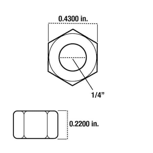 3/4-10 Plain Finish Hex Nuts, pack