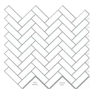 Staggered Rectangle Peel and Stick White Backsplash Tile 12 in. x 12 in. Vinyl Wall Tile 10-Pack