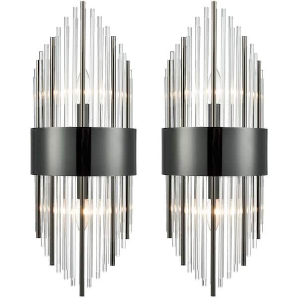 CLAXY 4.33 in. 4-Light Black Modern Wall Sconce with Standard Shade