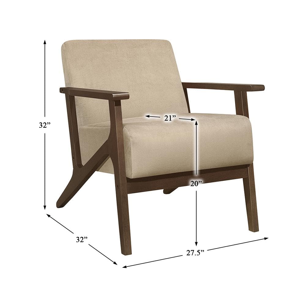 August Light Brown Velvet Mid Century Modern Accent Chair