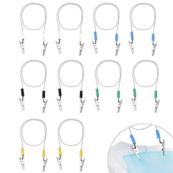 10-Piece Dental Napkin Clips with 22.8 in Neck Chain in Multiple Colors for Secure Bib and Mask Holding