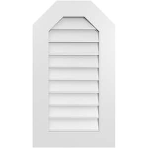 18 in. x 32 in. Octagonal Top Surface Mount PVC Gable Vent: Decorative with Standard Frame