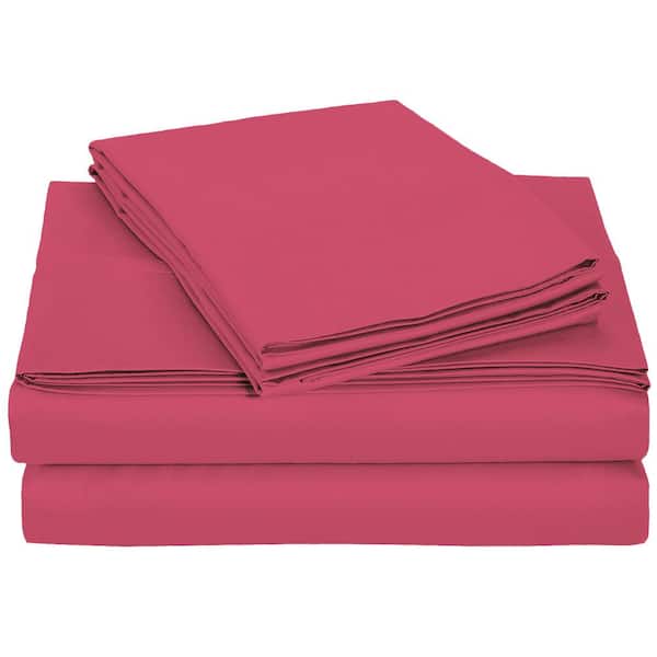Harper Lane Monroe Solid 4-Piece Microfiber Raspberry Full Sheet Set