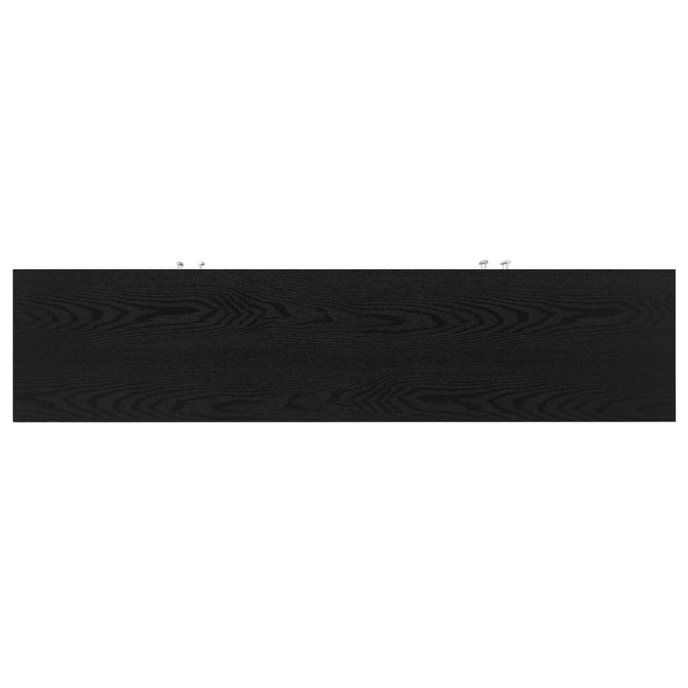 Transitional Black Grain MDF TV Stand with Enclosed Cabinets