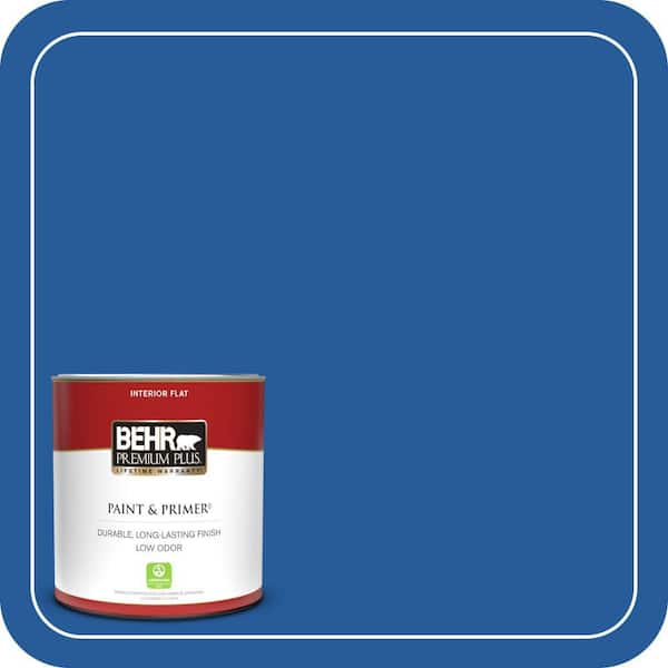 BEHR PREMIUM PLUS 1 qt. #P510-7 Beacon Blue Flat Low Odor Interior Paint & Primer