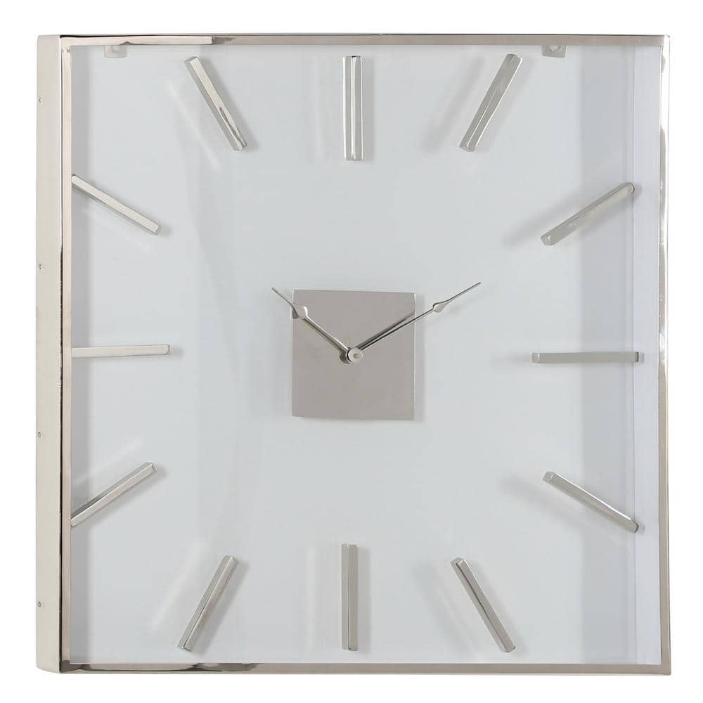 Litton Lane White Stainless Steel Wall Clock 81185 The Home Depot