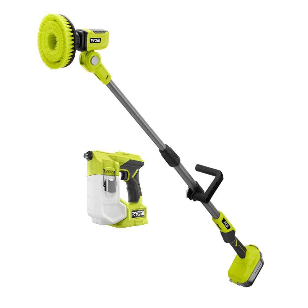 RYOBI ONE+ 18V Cordless Telescoping Power Scrubber with Cordless Handheld  Sprayer (Tools Only) P4500-PSP01B The Home Depot