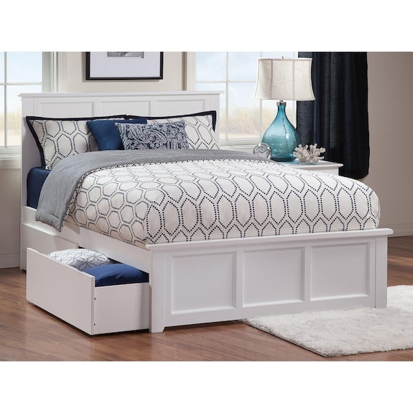 AFI Madison White Full Platform Bed with Matching Foot Board with 2-Urban Bed Drawers
