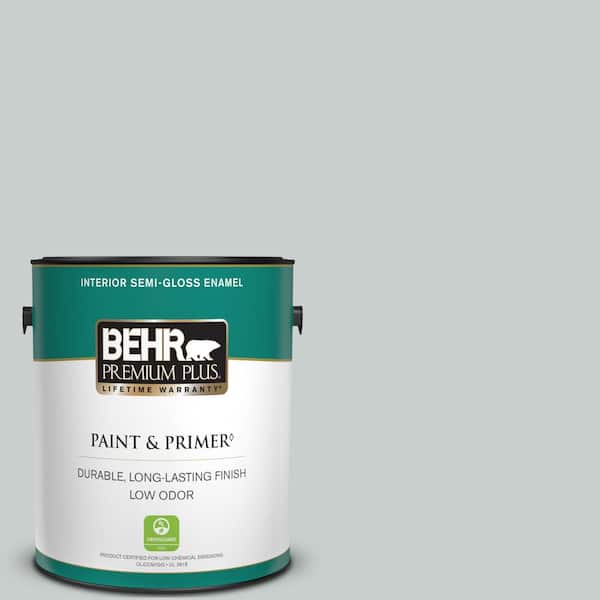 BEHR PREMIUM PLUS 1 gal. #720E-2 Light French Gray Semi-Gloss Enamel Low Odor Interior Paint & Primer