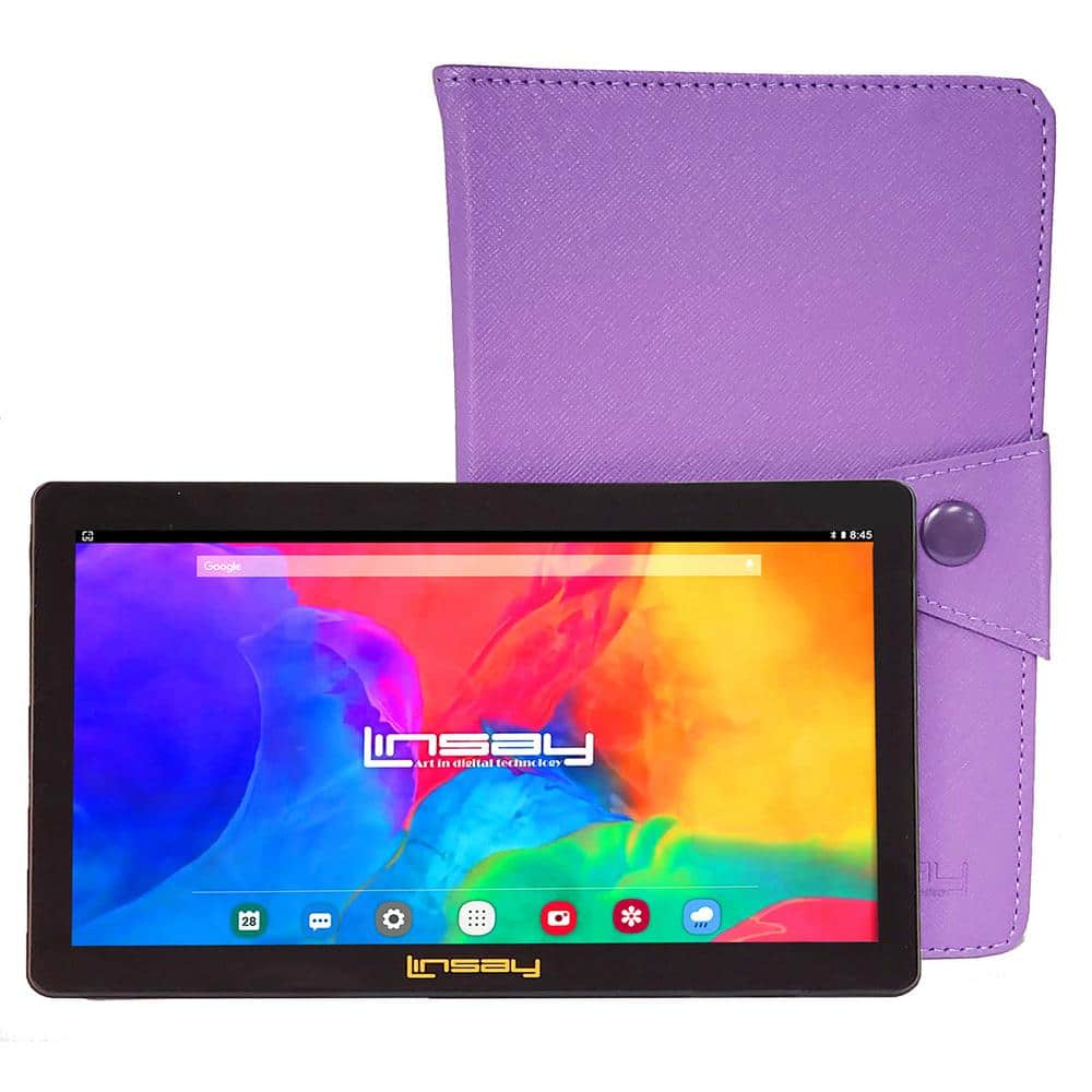 7 in. 64GB Android 13 Tablet with Purple Leather Case