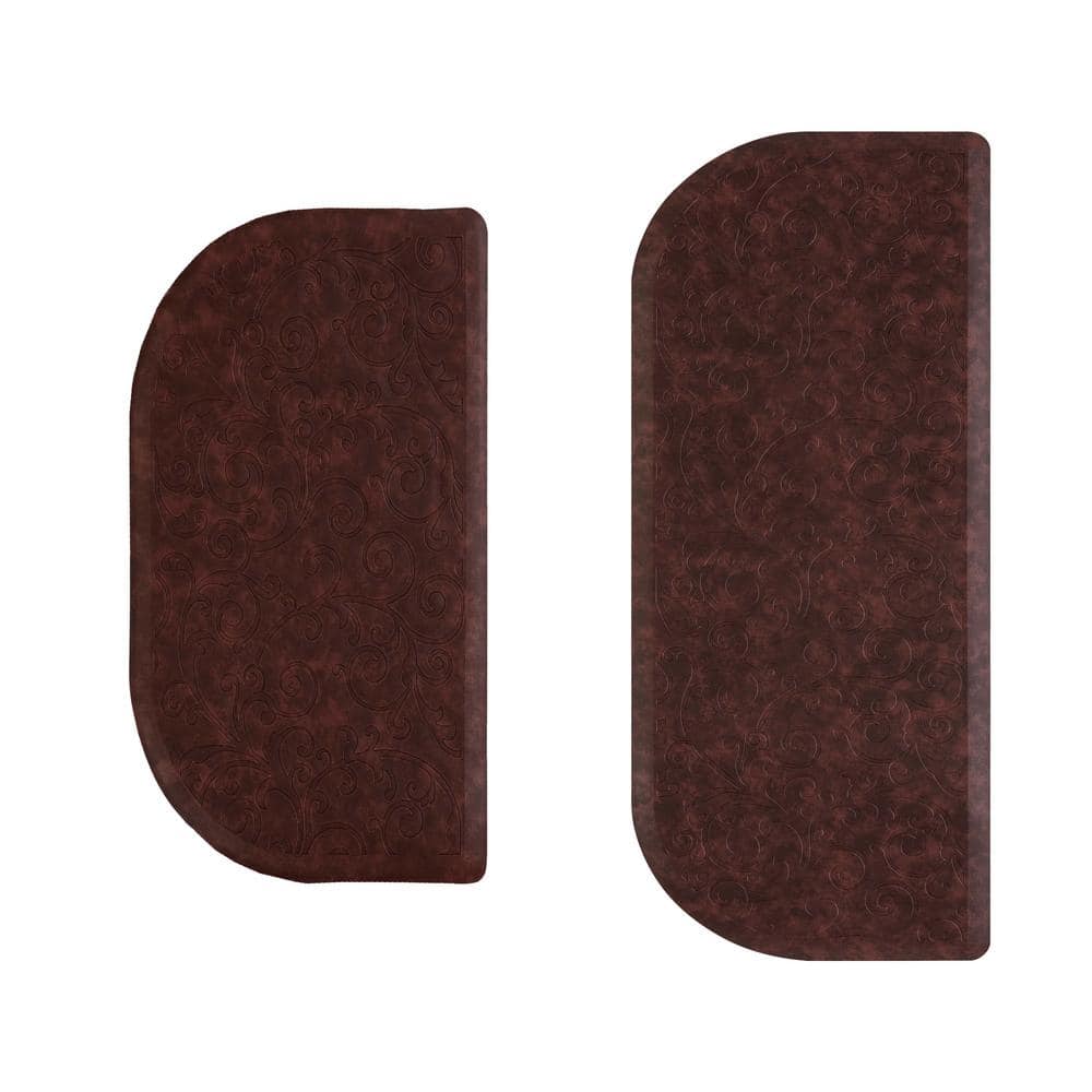Red Faux Leather Anti-Fatigue Kitchen Mat Set