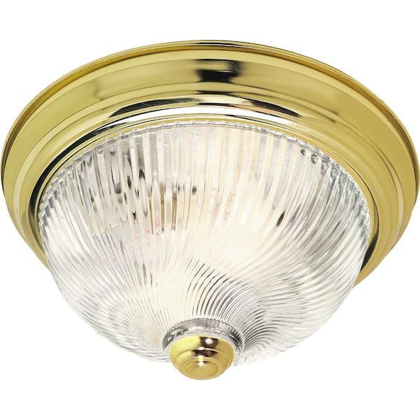 SATCO 13.25 in. 2-Light Polished Brass Semi-Flush Mount