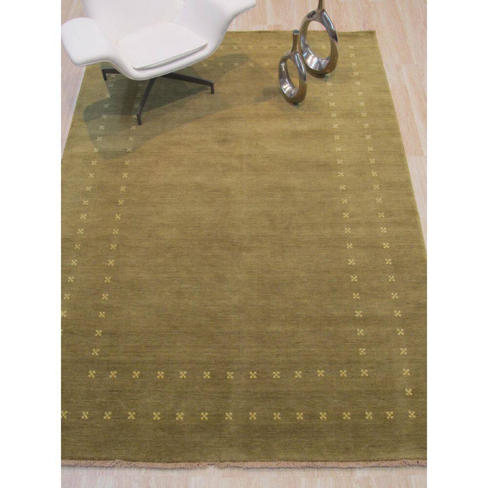 Green Hand-Knotted Wool 9' x 12' Area Rug