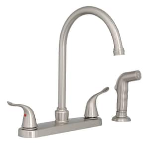 Impressions Collection 2-Handle Standard Kitchen Faucet with Side Sprayer in Brushed Nickel