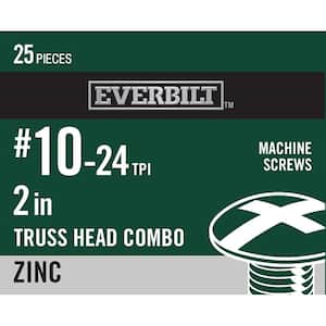 #10-24 x 2 in. Combo Truss Head Zinc Plated Machine Screw (25-Pack)