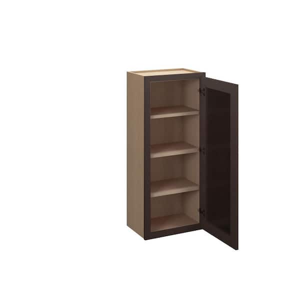 Kunal Kitchens Jamestown Recessed 15 in. W x 42 in. H x 12 in. D in Espresso Plywood Assembled Frosted Glass Wall