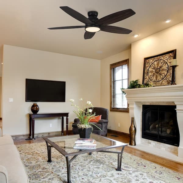 Povjeta 52 in. Color Changing Integrated LED Indoor Matte Black 10-Speed DC Ceiling Fan with Light Kit/Remote Control