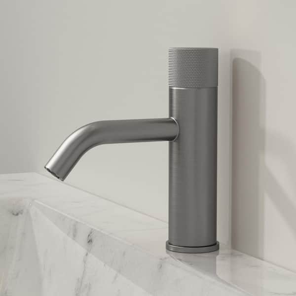 Single Handle Sink Faucet Modern Bathroom Single Hole Faucet with Pop-Up Drain in Brushed Nickel