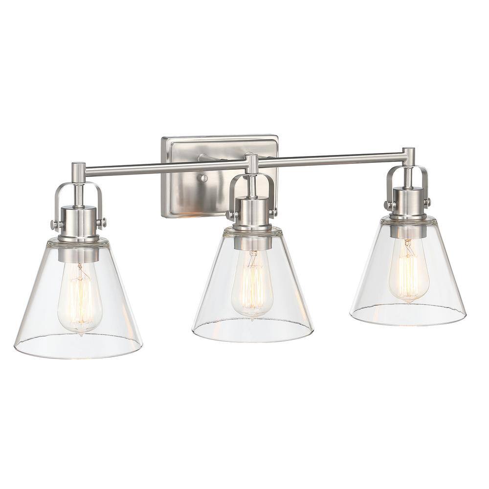 Romance 25.4 in. 3-Light Vanity Light with Brushed Nickel Finish and Clear Glass Shade price history on PriceWatchPro
