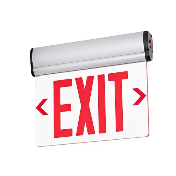 AC 120/277V Red Exit Signs Hardwired Emergency Exit Lights LED Edge Lit Exit Sign Acrylic Clear Panel (1-Pack)