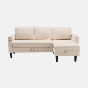 50 in. Chenille L Shaped Modern Sectional Sofa in Beige
