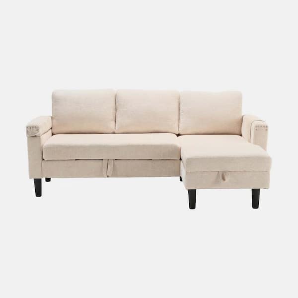 wetiny 50 in. Chenille L Shaped Modern Sectional Sofa in Beige