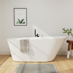 Minimalist 69 in. Acrylic Freestanding Bathtub Modern cUPC Certificated Slipper Soaking Tub in Glossy White Soaking Tubs