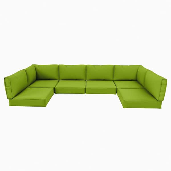 26 in. x 26 in. x 5 in. (14-Piece) Deep Seating Outdoor Lounge Chair Sectional Cushion Grass Green