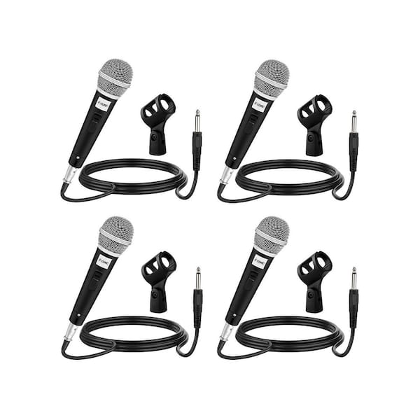 Type No. 8 Black Dynamic Vocal Handheld Microphone with ON Off Switch/16 ft. Detachable Cable (4-Pack)