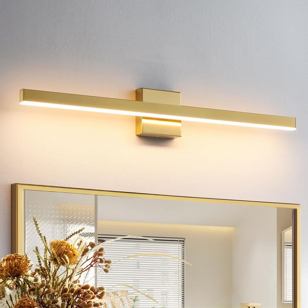 KAISITE 32 in. 1-Light Modern Bathroom Light Fixture Over Mirror Gold ...