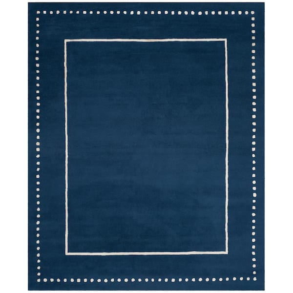 Bella Navy Blue/Ivory 11 ft. x 15 ft. Dotted Border Area Rug