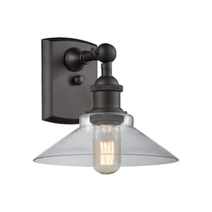 Orwell 8.38 in. 1-Light Oil Rubbed Bronze Wall Sconce with Clear Glass Shade