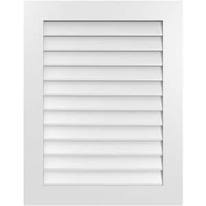 28 in. x 36 in. Vertical Surface Mount PVC Gable Vent: Decorative with Standard Frame