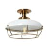 Robert Stevenson Lighting Presley 1-Light Brushed Brass and White Caged  Metal Semi-Flush Mount Ceiling Light EC1344 - The Home Depot