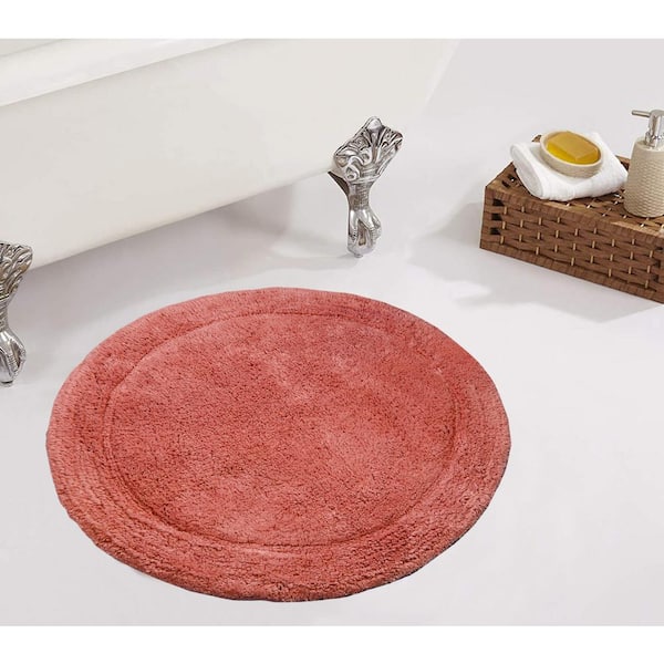 HOME WEAVERS INC Waterford Collection 100% Cotton Tufted Bath Rug, Machine Wash, 22 in. Round, Coral