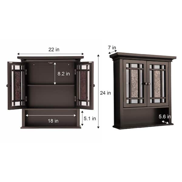 Elegant Home Fashions Windsor 22-in W x 24-in H x 7-in D Dark Espresso Bathroom Wall Cabinet Elegant Home Fashions Windsor 22-in W x 24-in H x 7-in D Dark Espresso Bathroom Wall Cabinet
