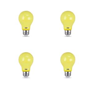 60-Watt Equivalent A19 5-Watt Non-Dimmable Yellow Colored E26 Medium Base LED Bug Light Bulb (4-Pack)