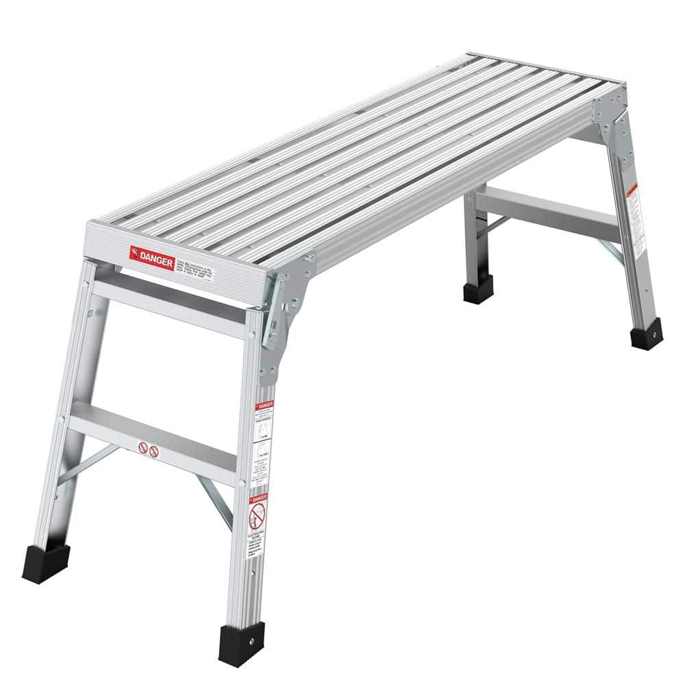 Work Platform Aluminum Portable Bench Folding Ladder ANSI Capacity 225 lbs.