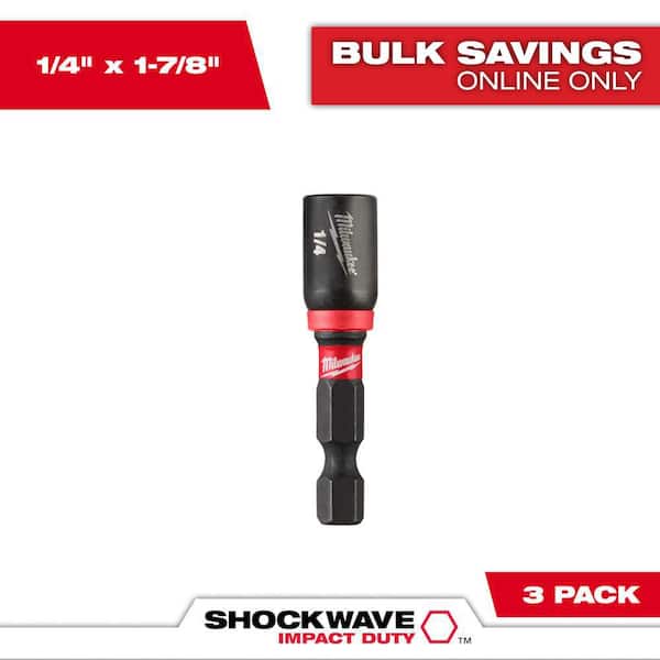 SHOCKWAVE Impact Duty 1/4 in. x 1-7/8 in. Alloy Steel Magnetic Nut Driver Bit (3-Pack)