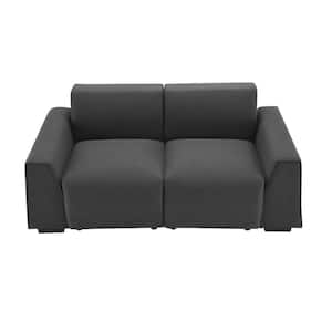71*35.5 in. Square Arm Linen Rectangle Modern Sofa in. Dark Gray
