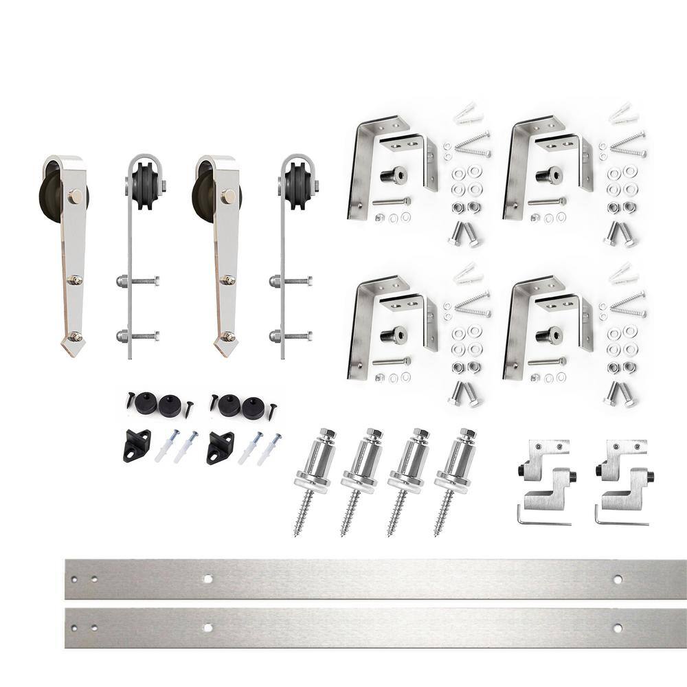 5 ft./60 in. Brushed Nickel Double Track Bypass U-Shape Sliding Barn Door Hardware Kit - Arrow Design Roller price history on PriceWatchPro