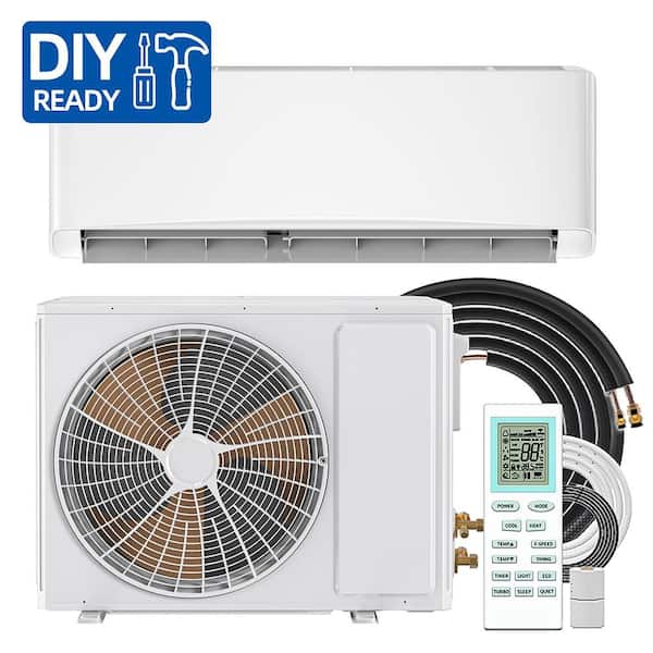 1-Zone 1,2000 BTU 22 SEER Ductless Mini Split Heat Pump with 13 ft. 15 ft. Connection Pipe, with Remote and Battery