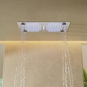 Height-adjustable 31-Spray 27.5 in. Dual Shower Heads Ceiling Mount Fixed and Handheld Shower Head in Nickel