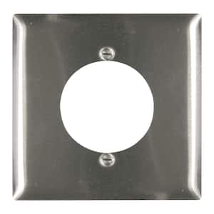 Pass & Seymour 302/304 S/S 2 Gang 1 Single Power Outlet 2.313-in. Hole Wall Plate, Stainless Steel (1-Pack)