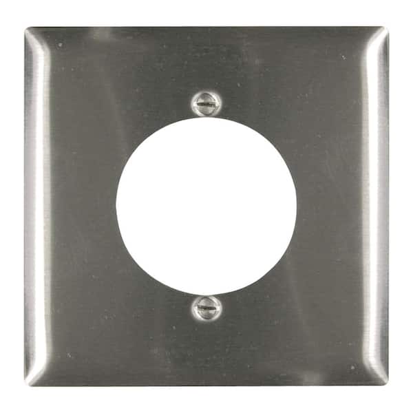 Legrand Pass & Seymour 302/304 S/S 2 Gang 1 Single Power Outlet 2.313-in. Hole Wall Plate, Stainless Steel (1-Pack)
