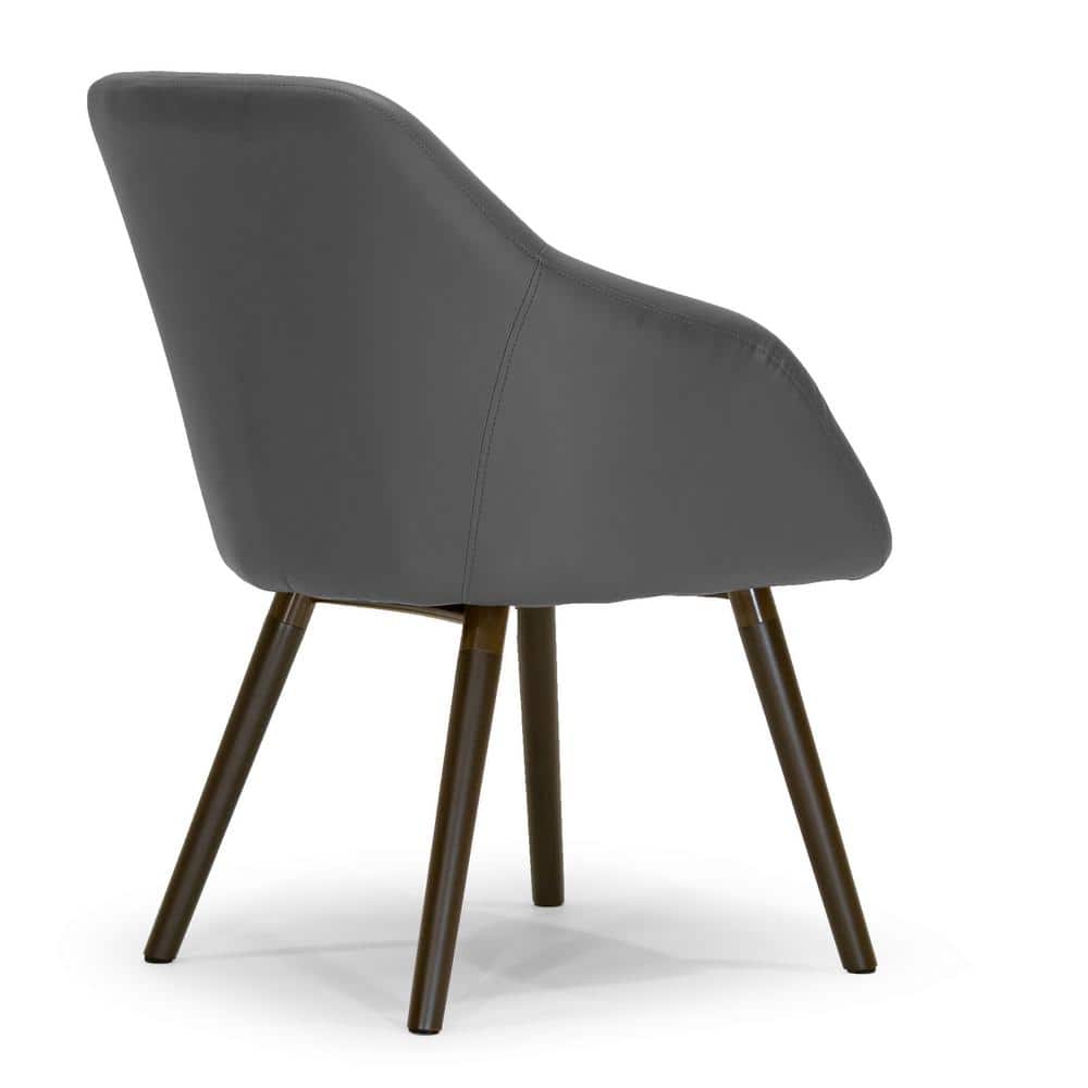 Gray Faux Leather High Back Accent Arm Chair
